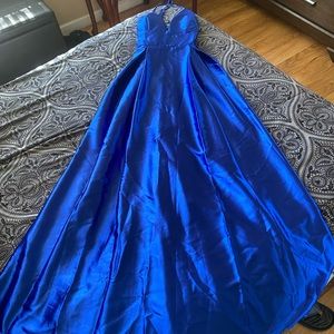Silk royal blue dress, a bit lighter than royal blue.